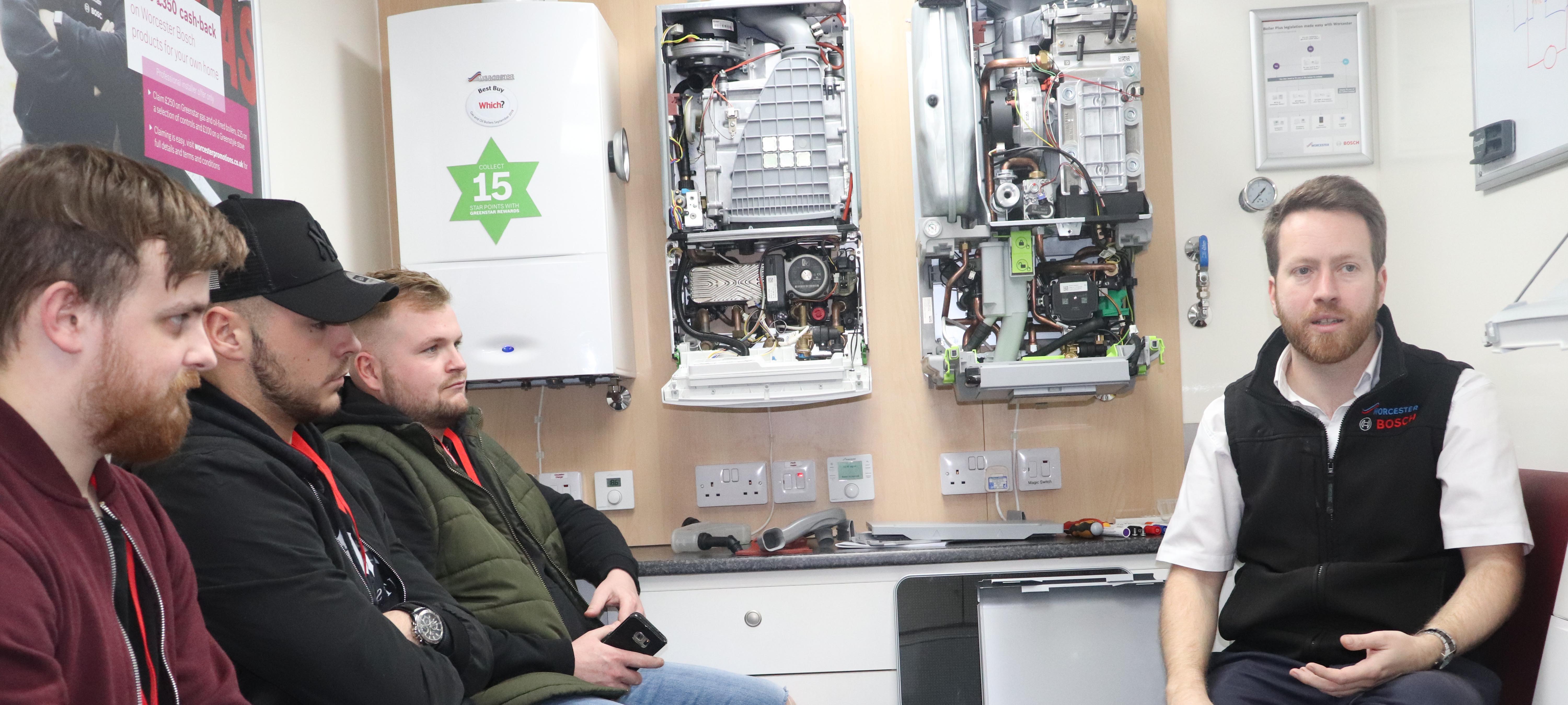 Worcester Bosch representative addresses apprentice plumbers