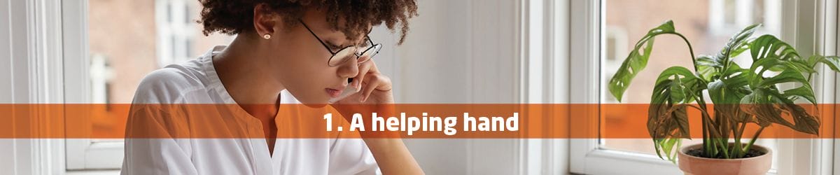 A web graphic saying "A helping hand"