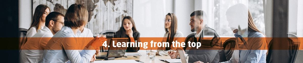 A web graphic saying "Learning from the top"