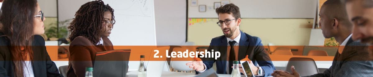 A web graphic saying "Leadership"