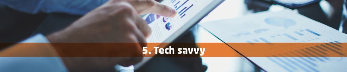 A web graphic saying "Tech savvy"