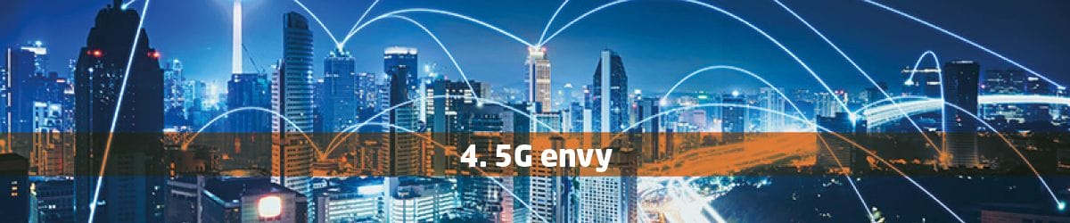 A web graphic saying "5G envy"