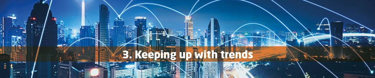 A web graphic saying "Keeping up with trends"