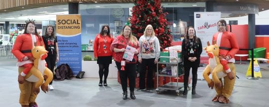 Walsall College staff with Christmas decorations