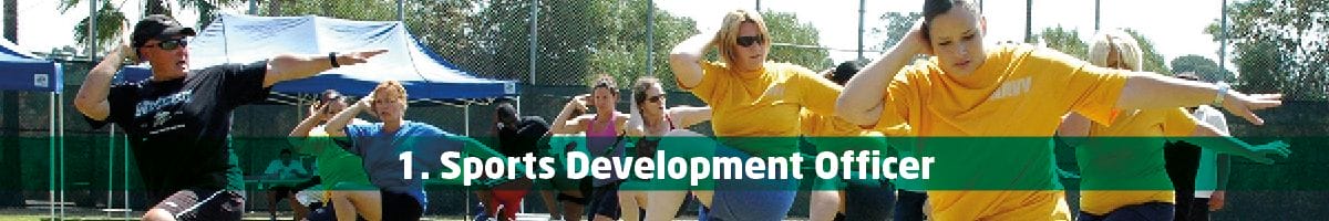 A web graphic saying "Sports development officer"