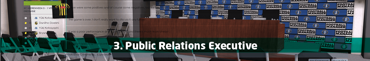 A web graphic saying "Public relations executive"
