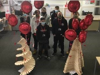 Walsall college students with Christmas decorations
