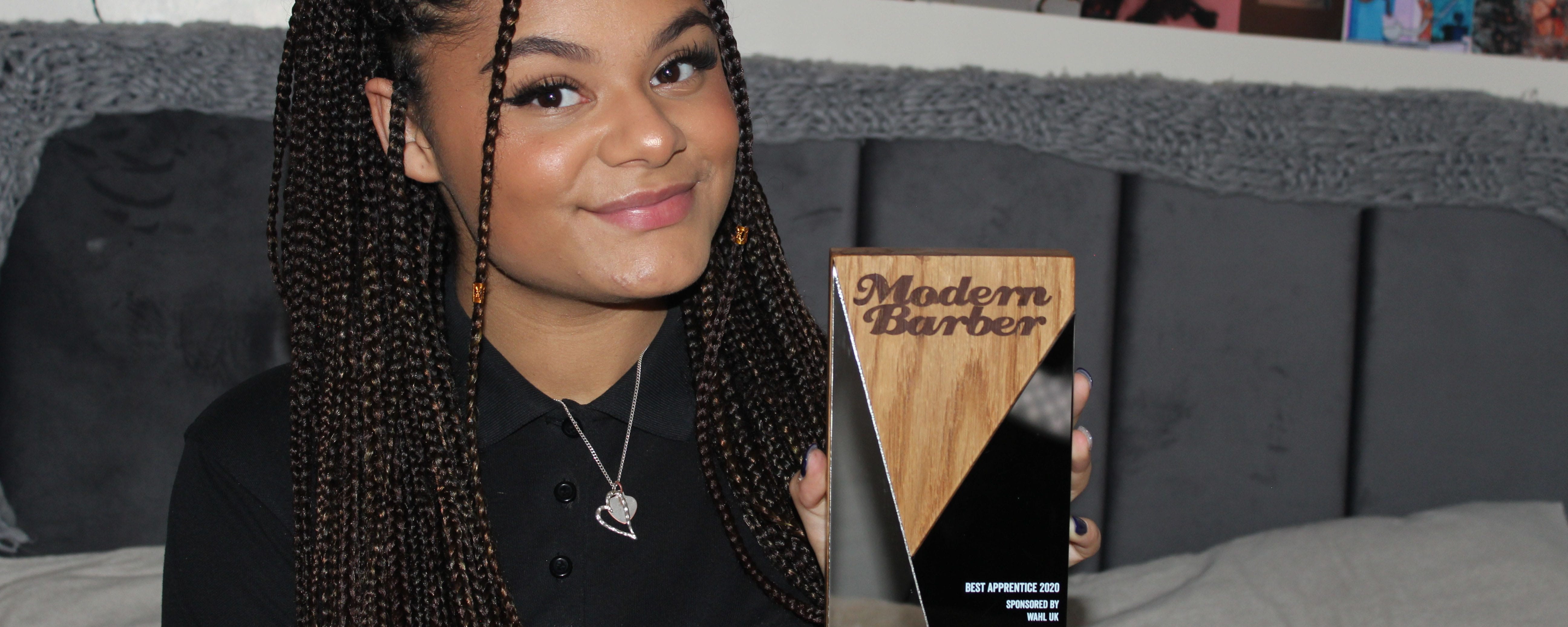 Walsall College Barbering Apprentice with her Modern Barber Magazine’s Best apprentice Award