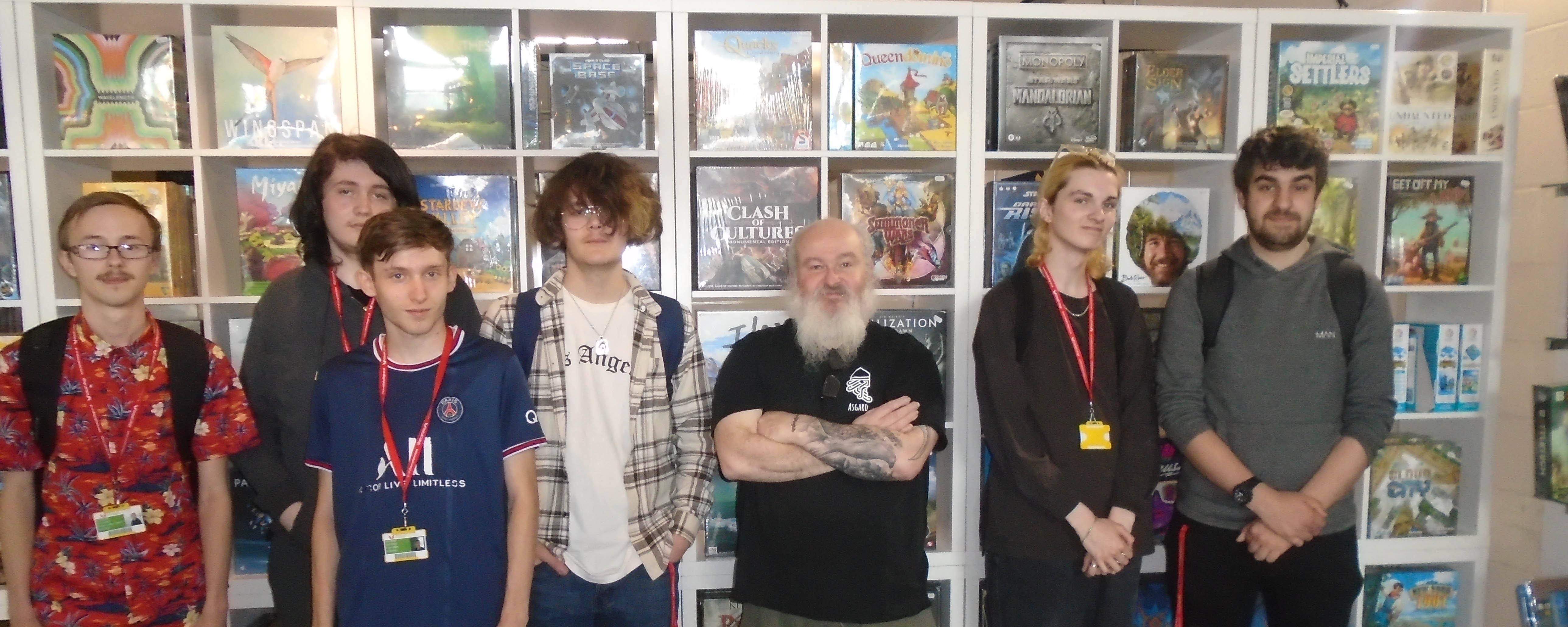 esports students group shot with Asghard Games representative facing