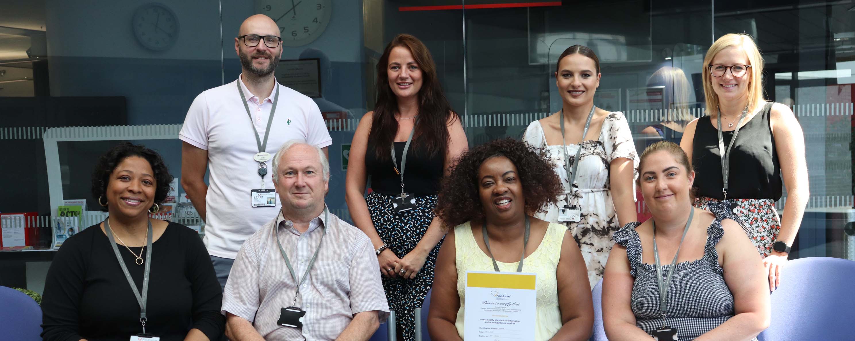 college staff group shot with Matrix Award