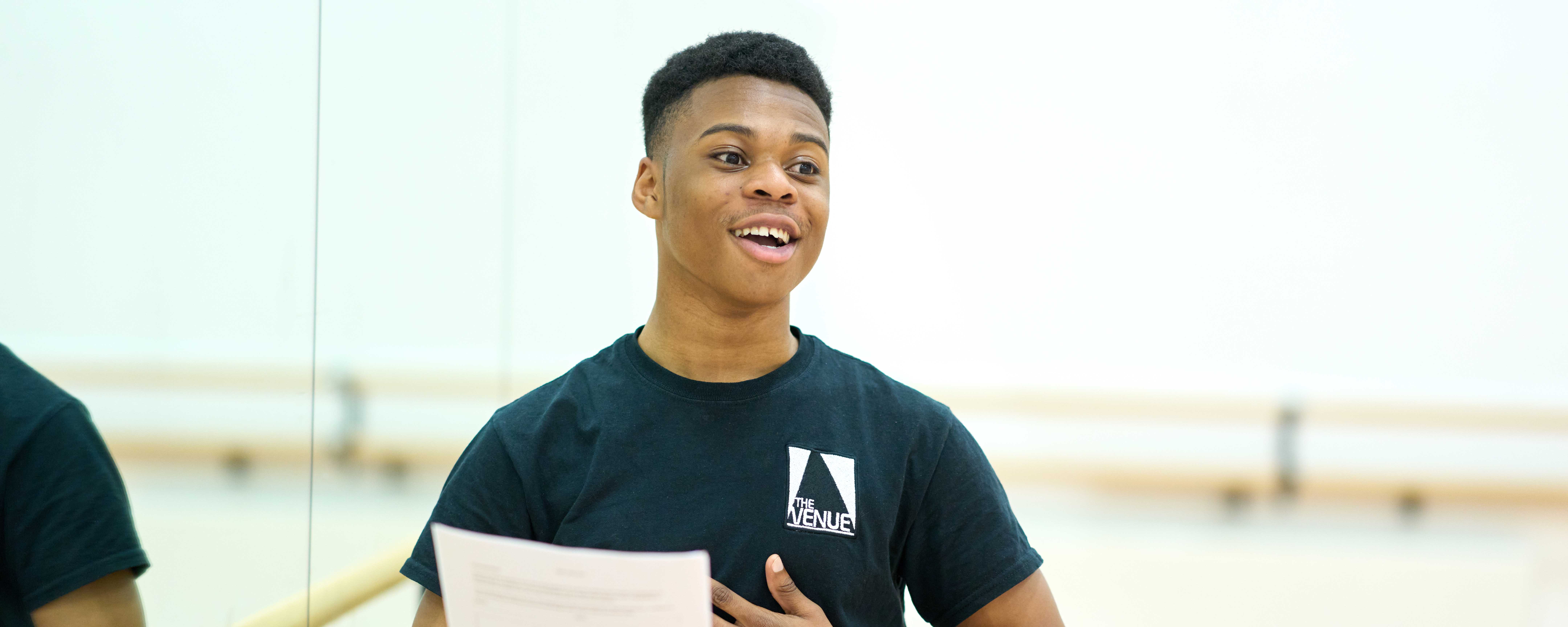 student actor in rehearsal