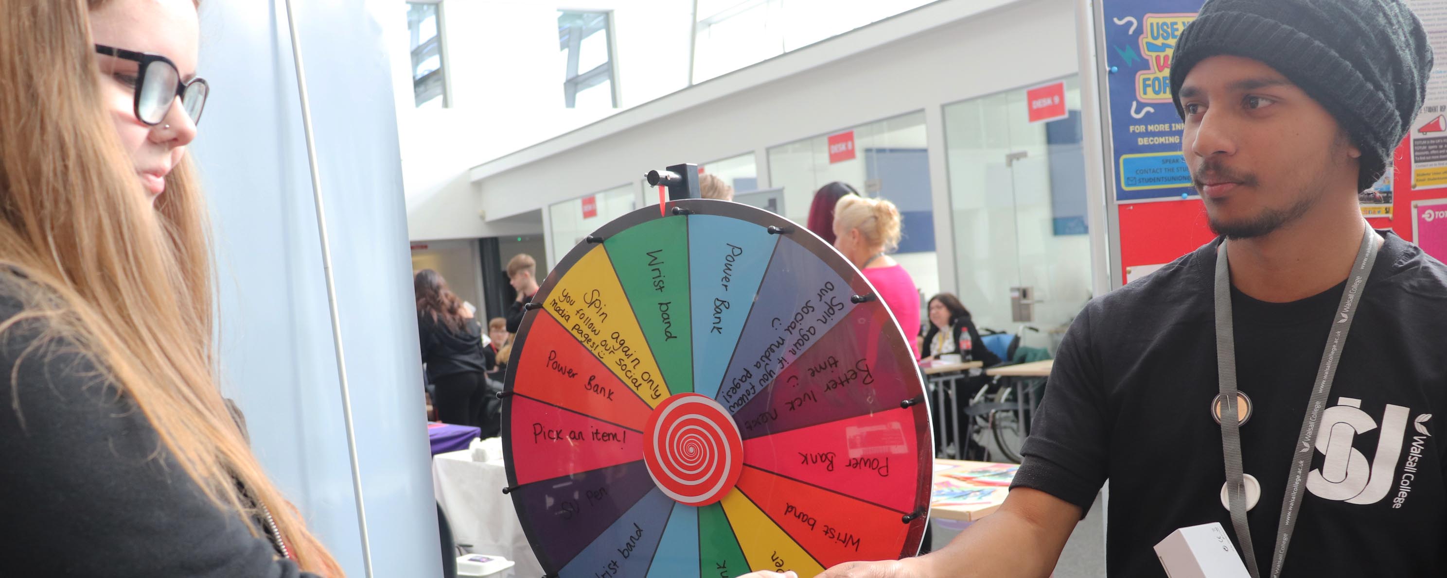 student in spin wheel activity