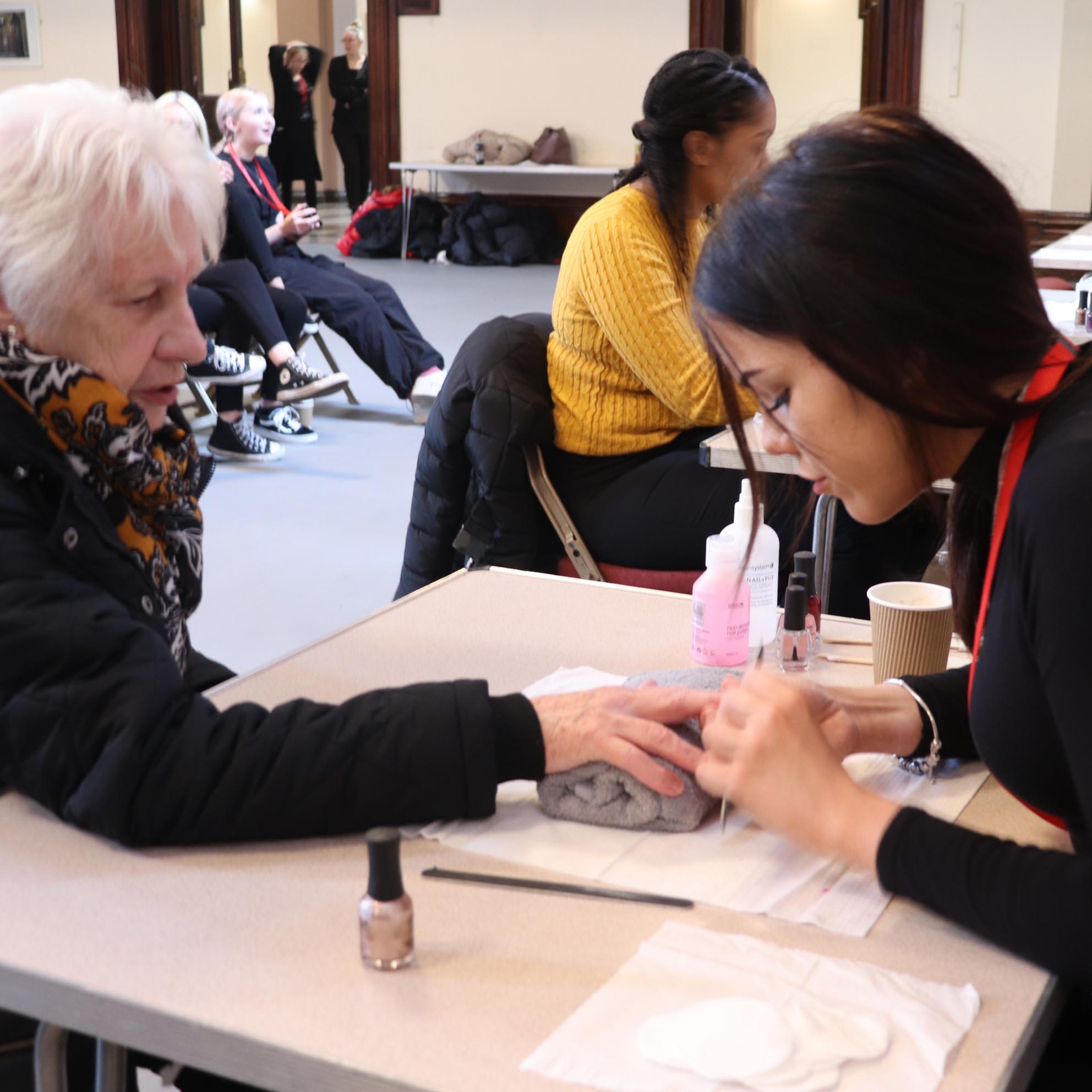 beauty student manicure on carer