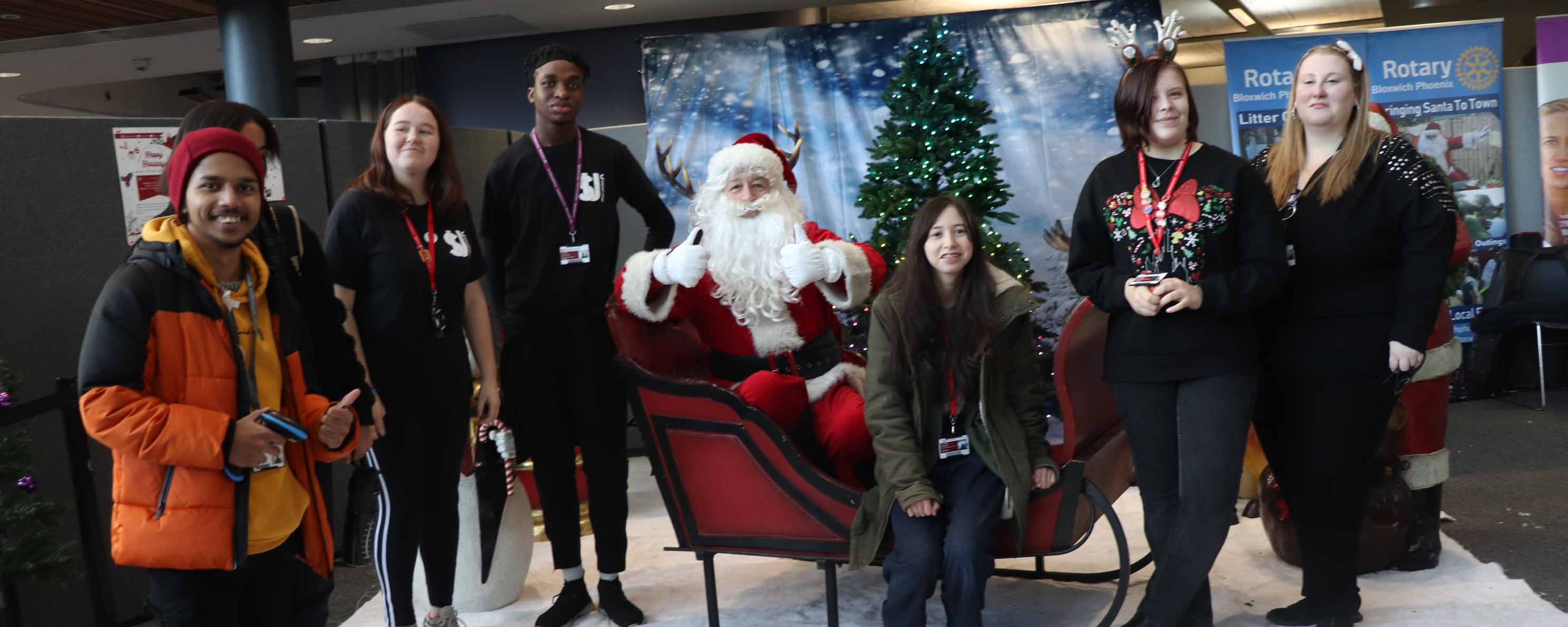 student's union festive fair group shot facing