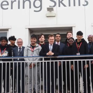 Andy Street with principal, staff and student engineers and apprentices
