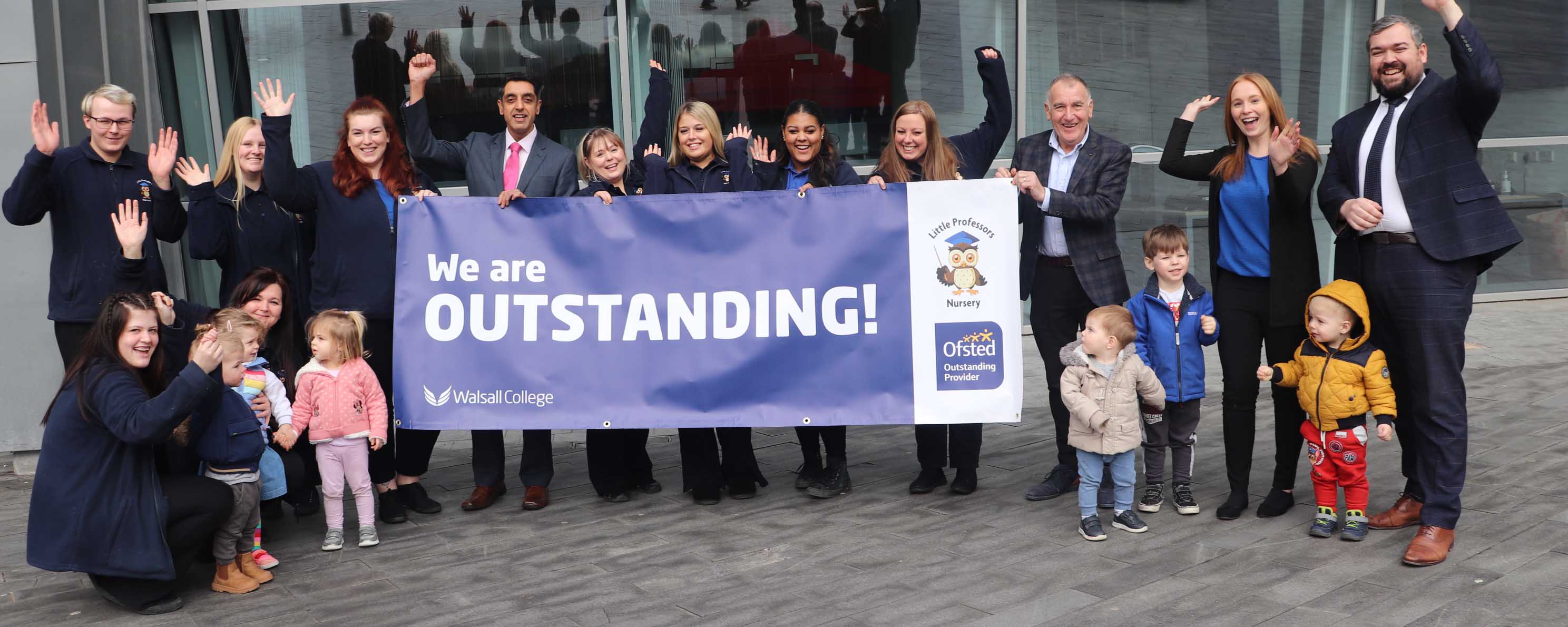 Little Professors Nursery staff and children celebrate Ofsted Outstanding grade