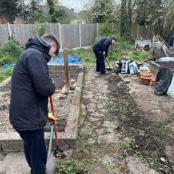 Students at work in Daffodils Community Garden