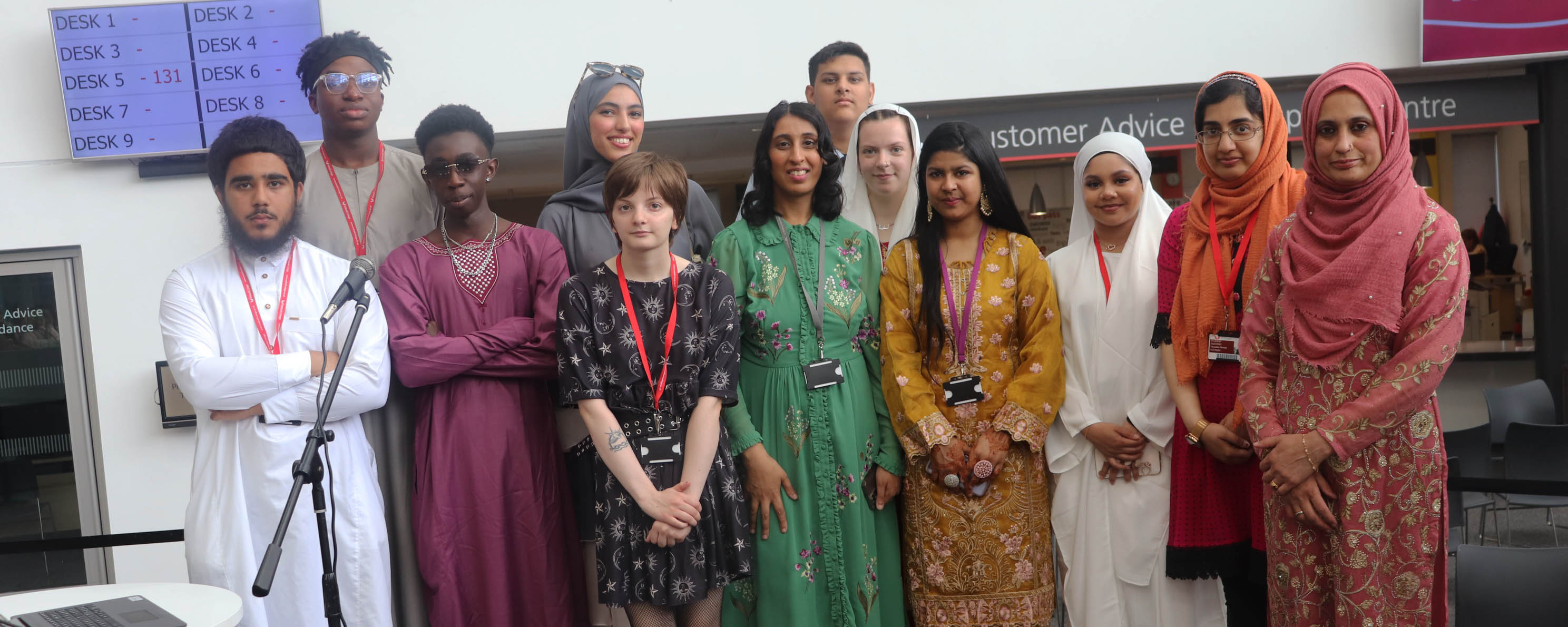 Group shot of students celebrating Eid-al-Adha facing