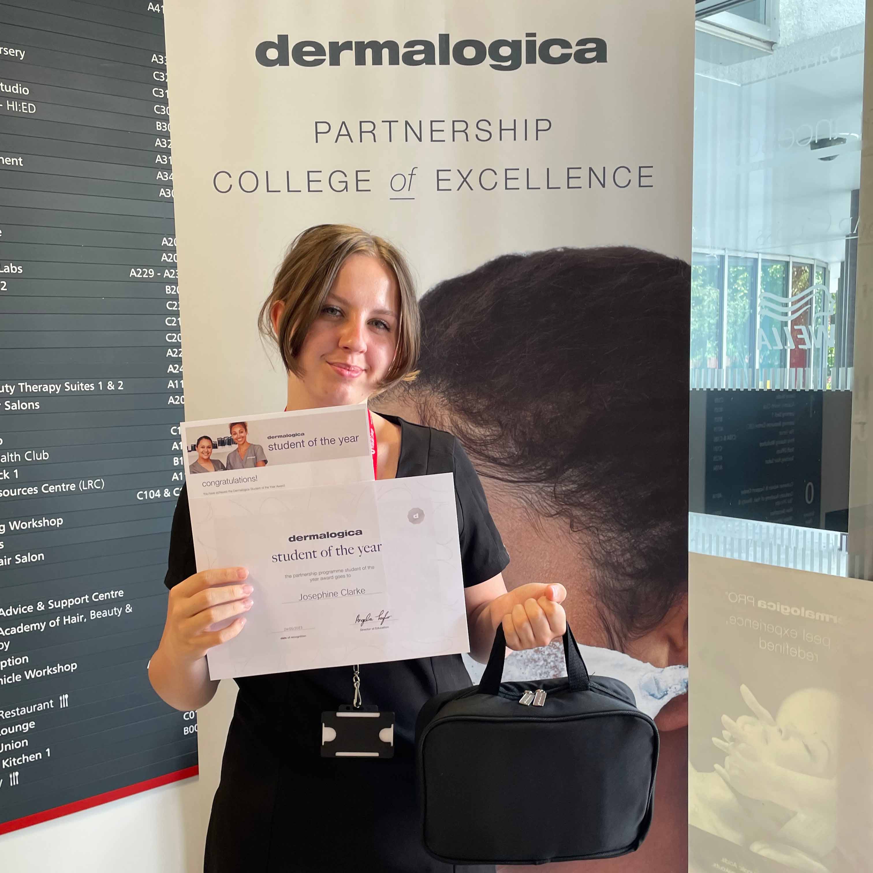 Jo Clarke poses with her Dermalogica carry case