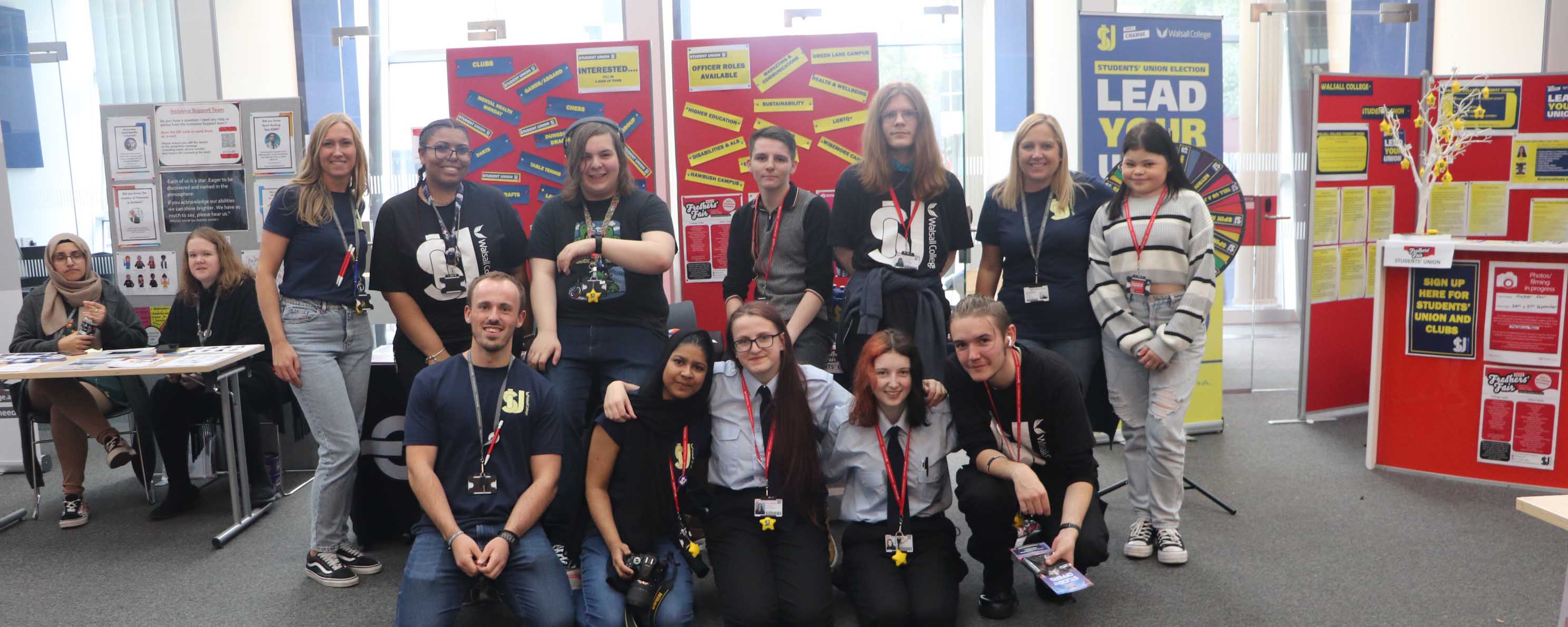 group shot of Students Union and Freshers Fair event team facing