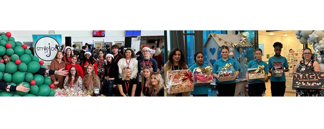 students posing at fundraising and donation drive events